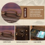 ヴィンテージ木製スーツケース – アンティークレザー装飾収納ボックス、小型パイレーツトレジャーチェスト、撮影小道具・アクセサリー・本用、ブラウン